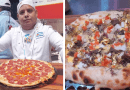 Miguel Sánchez, segundo mejor pizzero del mundo, con su pizza ganadora.