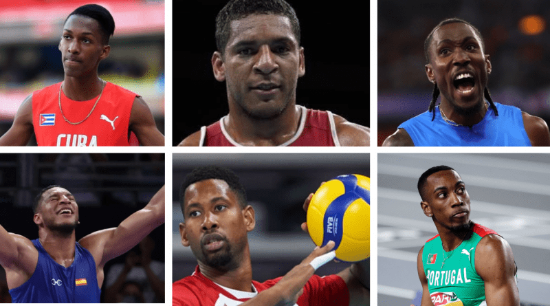 Medallistas cubanos de otros países en París 2024 celebrando sus logros olímpicos