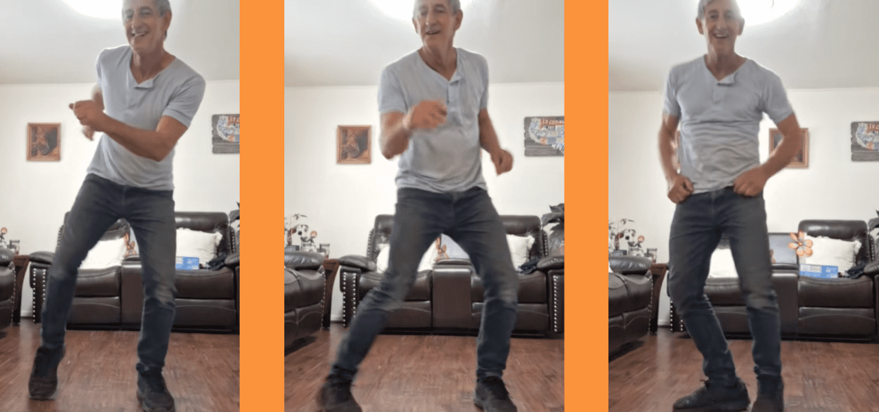 Hombre cubano de 61 años bailando con energía en TikTok.