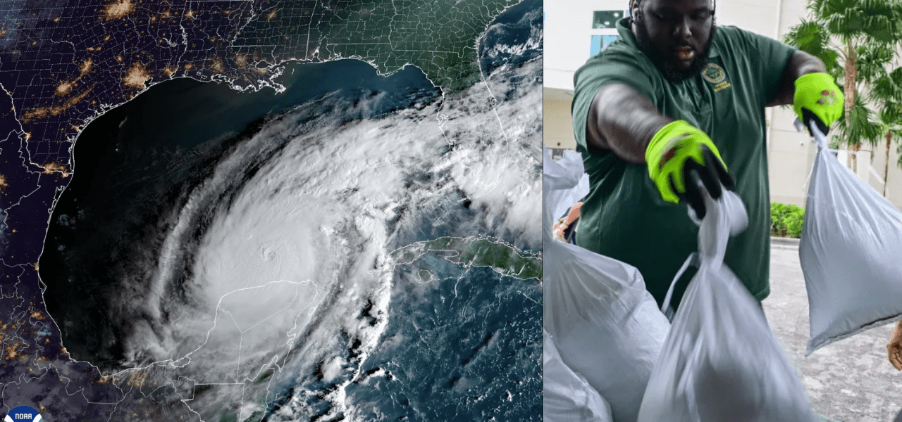 huracán Milton avanzando hacia la costa de Florida con vientos devastadores.