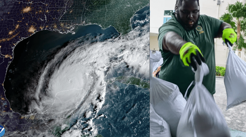 huracán Milton avanzando hacia la costa de Florida con vientos devastadores.