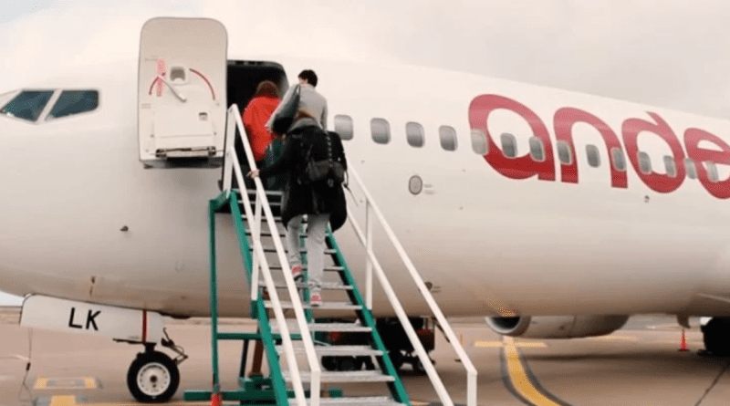 Avión de Andes Líneas Aéreas listo para el chárter a Cuba desde Argentina.