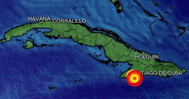 Mapa de los sismos en Cuba, destacando el temblor del 19 de noviembre en Granma y Santiago.