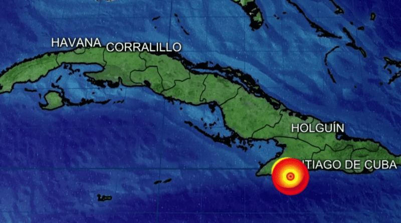 Mapa de los sismos en Cuba, destacando el temblor del 19 de noviembre en Granma y Santiago.